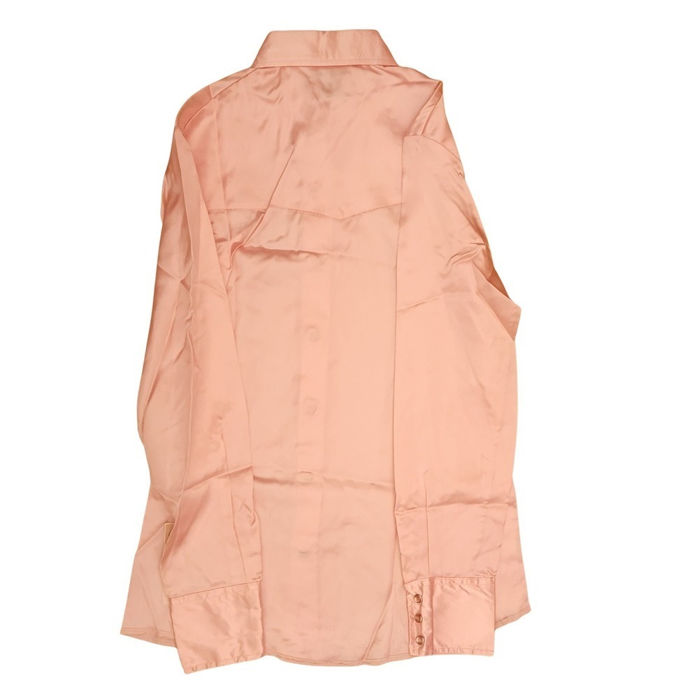 Wrangler Pearl Snap Western Shirt Peach Satin NWT - Picture 6 of 12
